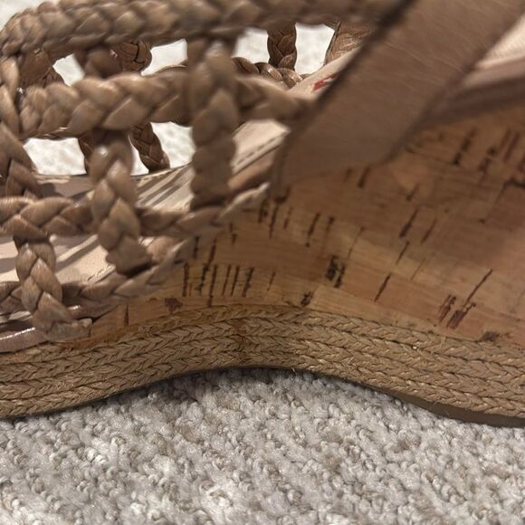 Prada Beige Braided Wedge Sandals Size 37.5 Authentic! - Picture 10 of 14